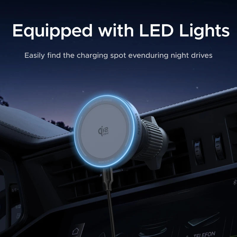 UGREEN Qi2 25W 15W Magnetic Car Phone Holder Wireless Charger Stand For iPhone 17 16 15 Pro Max Charging for Magsafe Car Charger sayaragear