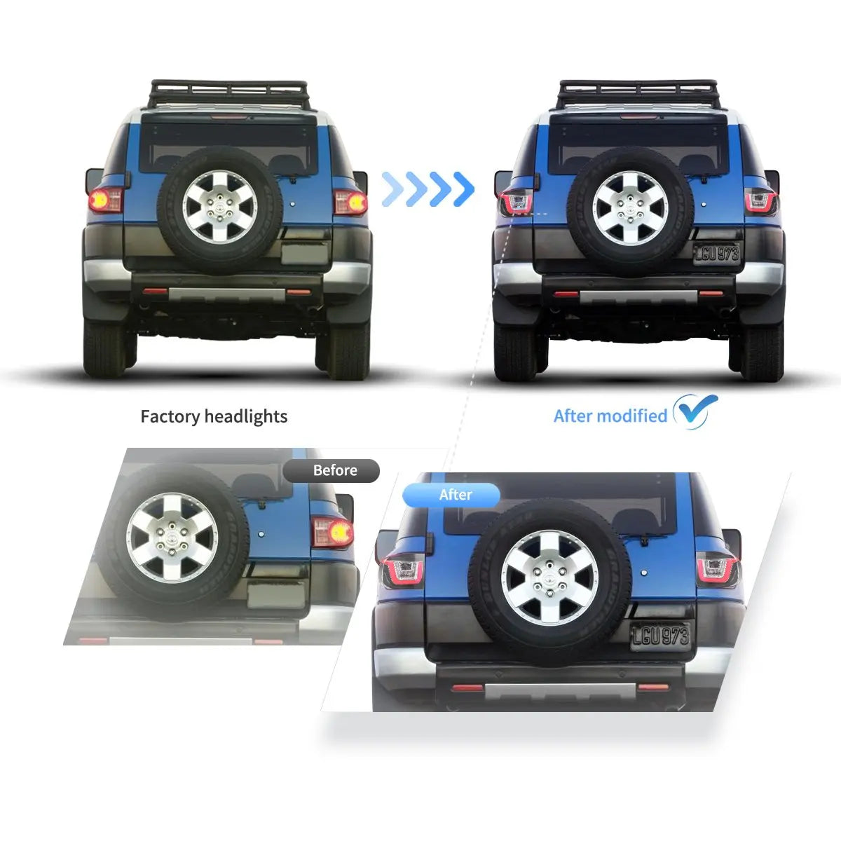 Vland 2006-2022 FJ Cruiser LED Tail Lights Clear – Stylish Upgrade for Enhanced Visibility and Modern Look sayaragear