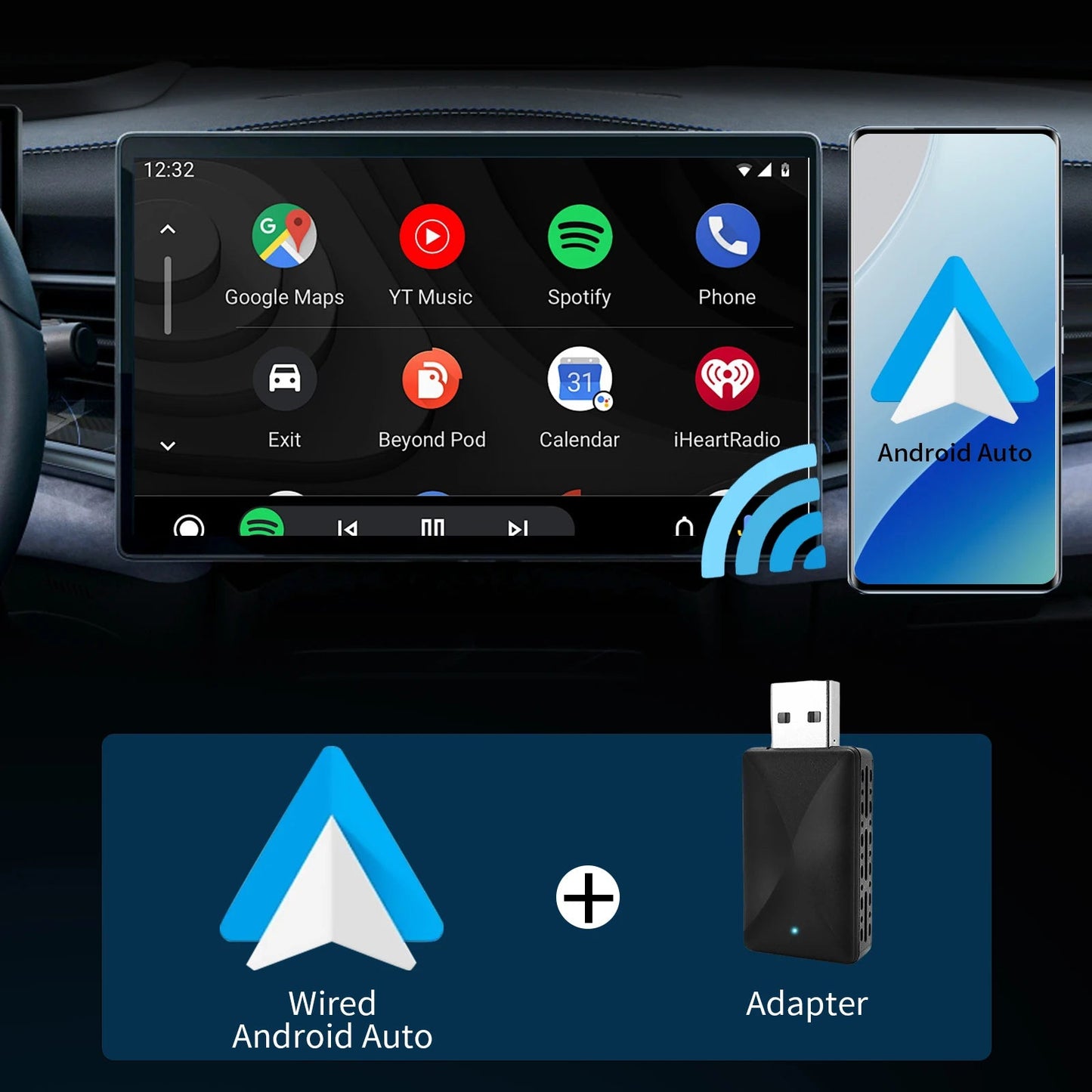 Mini Wireless Carplay Adapter for iPhone, 2025 2 in 1 Stable Universal Wireless carplay Adapter, Convert Wired to Wireless sayaragear