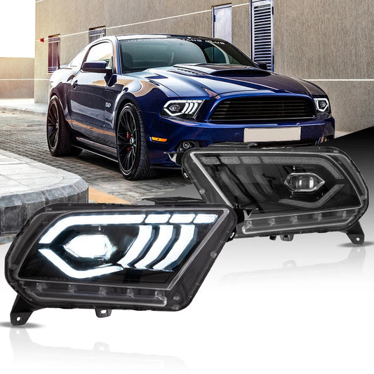 Vland 10-14 Mustang 5th Gen Facelifted LED Dual Beam Projector Headlights with DRL High Low Beam Front Headlamp Assembly sayaragear