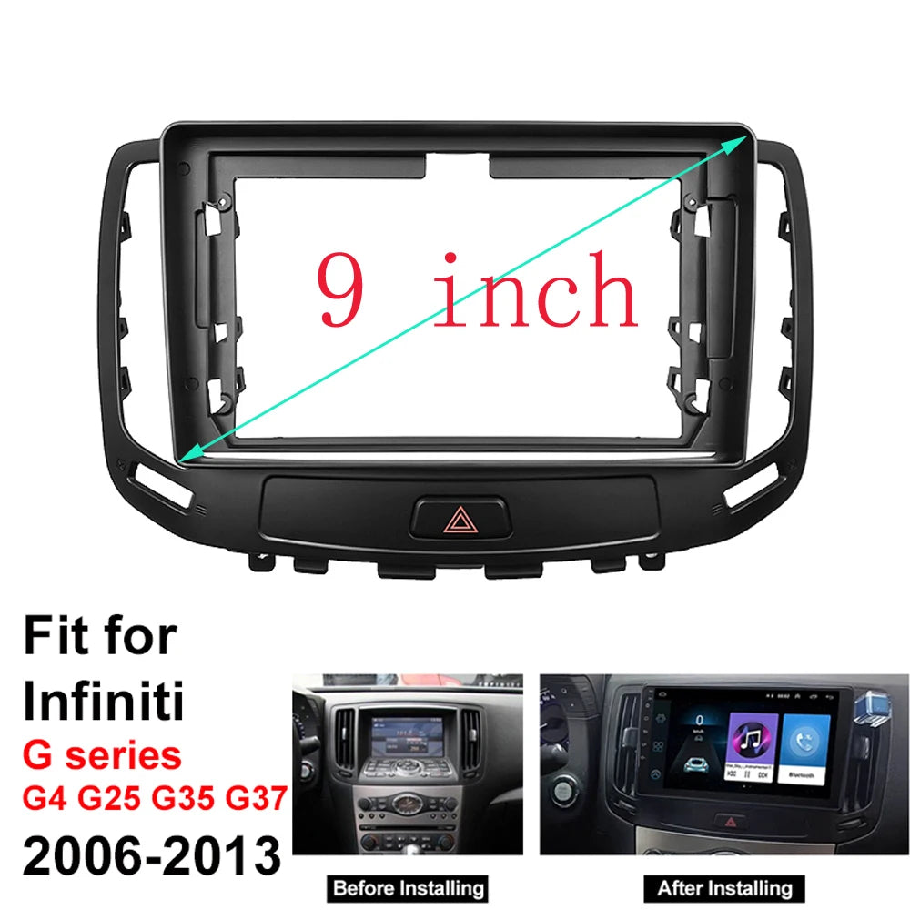 9 Inch Car Frame Fascia Adapter Android Radio Dash Fitting Panel Kit For Infiniti G Series G4 G25 G35 G37 Nissan Skyline GT 370 sayaragear