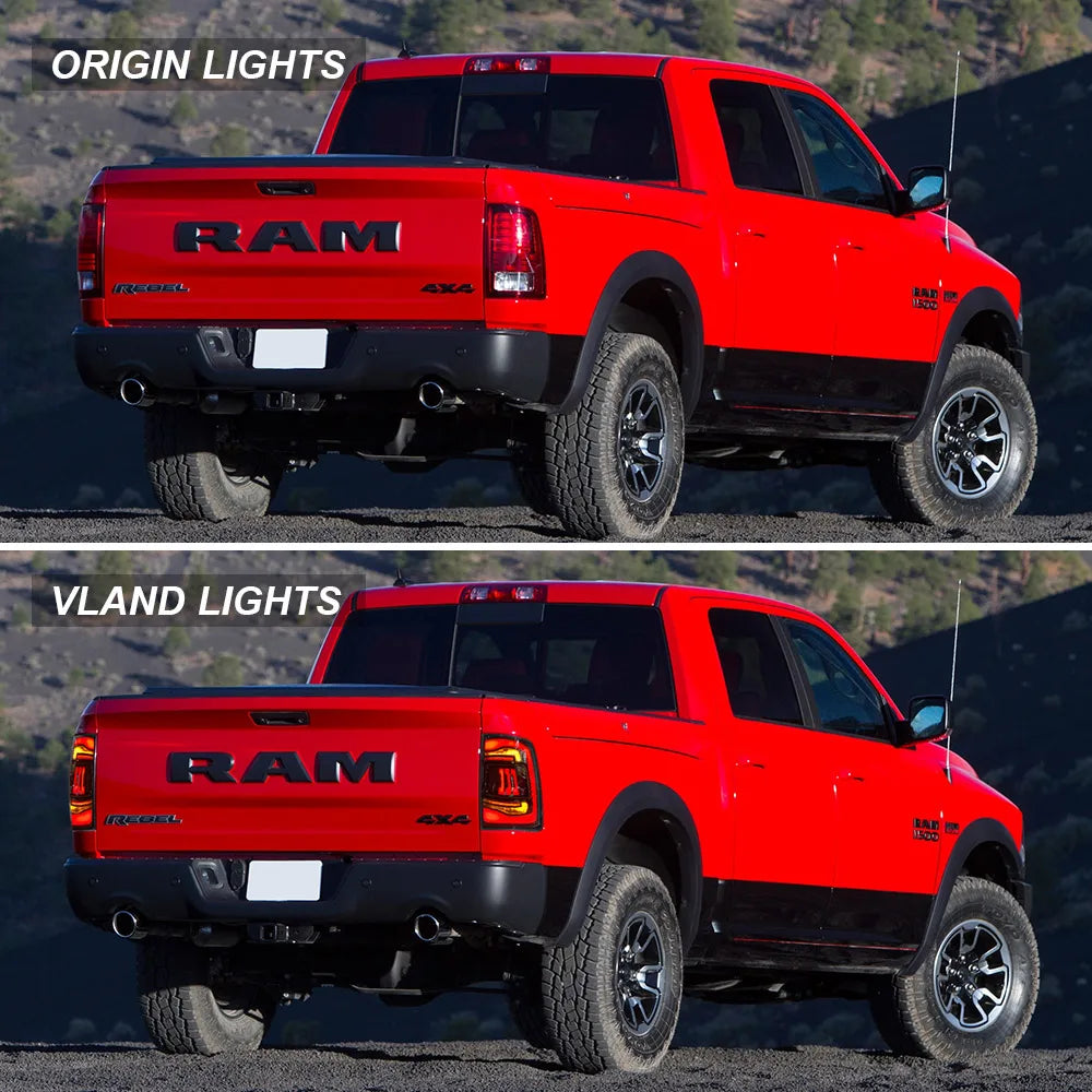 Vland 09-18 Ram 1500/2500/3500 LED Tail Lights Upgrade Assembly With Amber Turn Signal Lamp sayaragear
