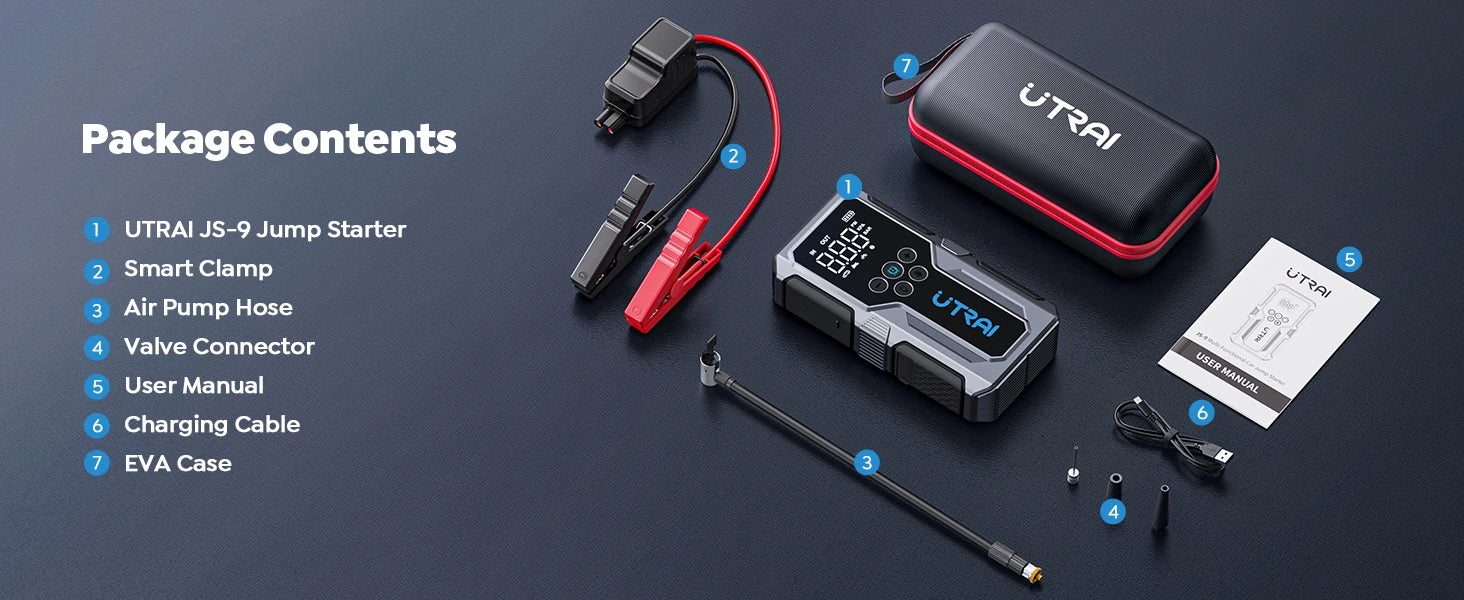 UTRAI 1500A Car Jump Starter Power Bank Portable 150PSI Air Pump Car Battery Emergency Boosters Starting Device Car Starter 2024 sayaragear