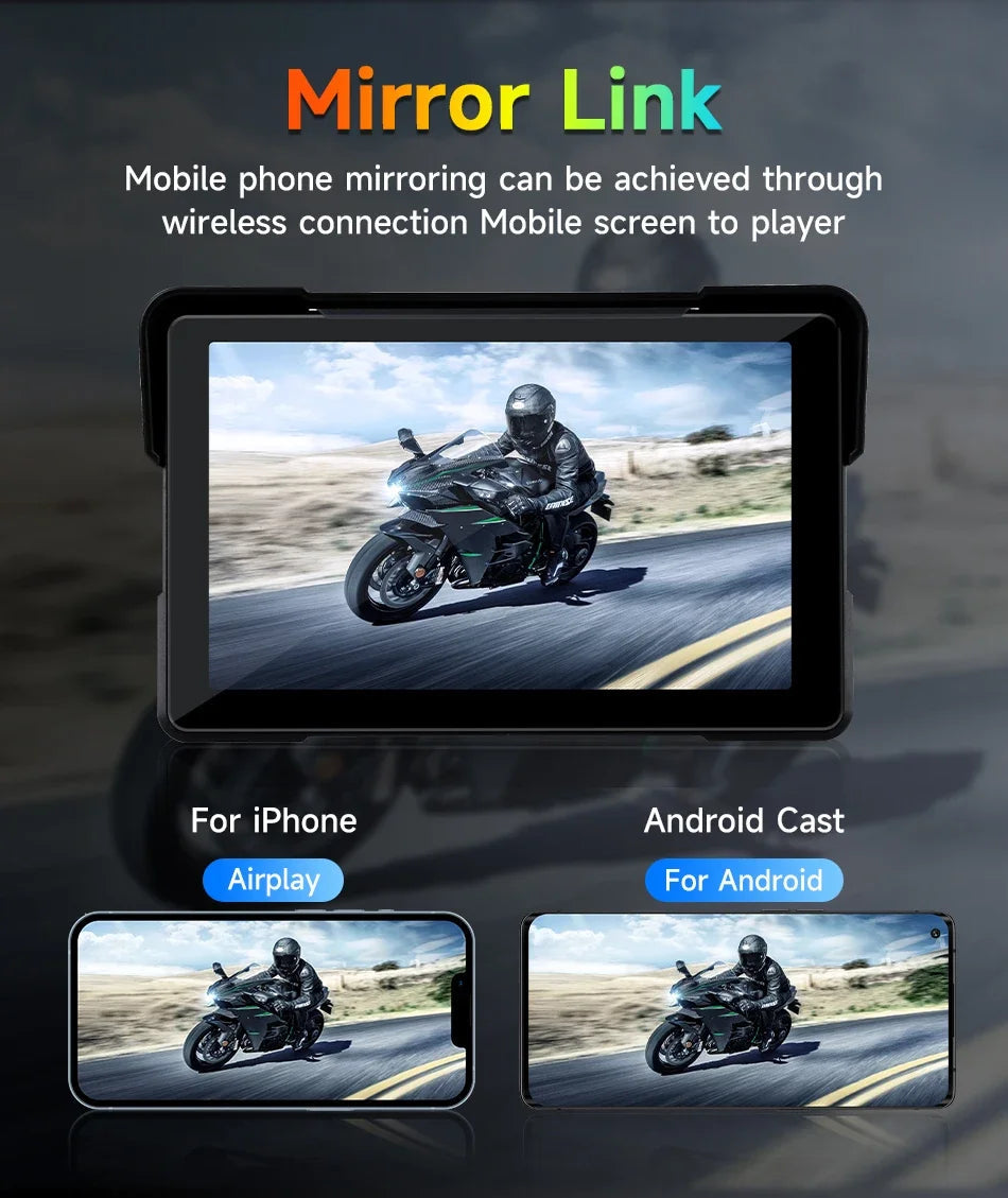 Jansite 5/7 inch Carplay Motorcycle DVR Navigation GPS Wireless CarPlay Android Auto IPX7 Display Screen Portable Moto Monitor sayaragear