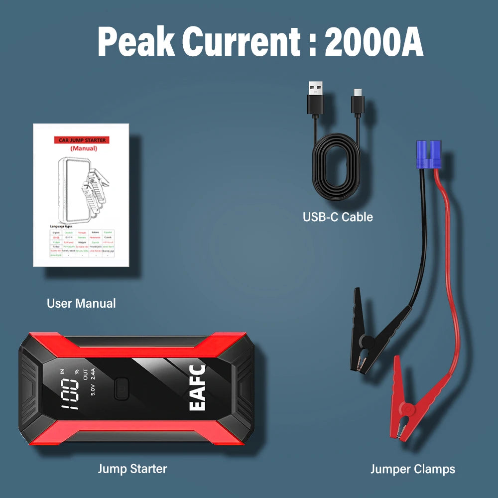 Power Bank 2000A/600A 12V Car Battery Jump Starter Portable Charger Petrol Diesel Auto Starting Device Booster Emergency Starter sayaragear