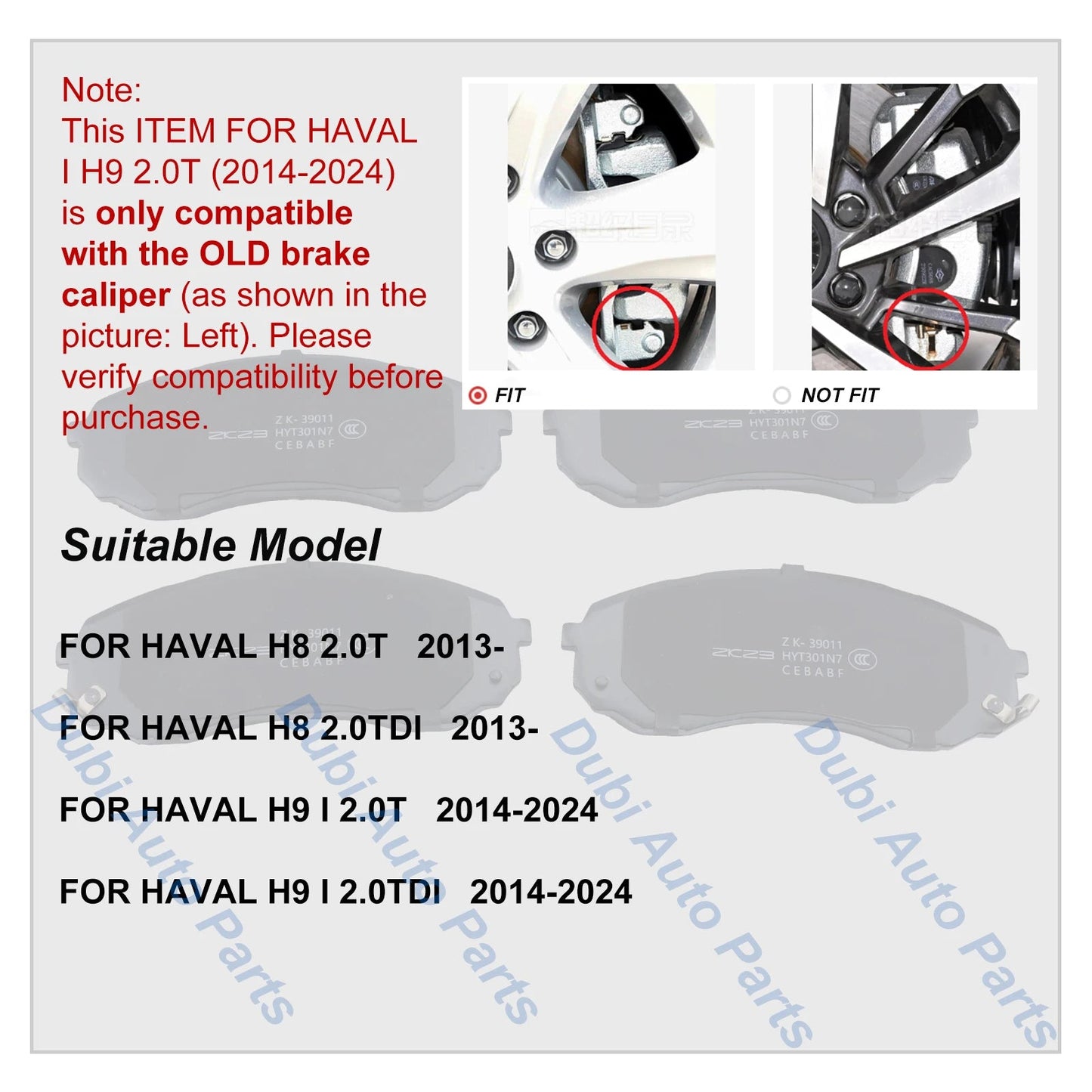 Brake Pads Set Front For HAVAL H8 2.0TDI 2.0T 2013- H9 I 2.0T/2.0TDI 2014-2024 Ceramic Disc Brake Car Accessories Spare Parts sayaragear