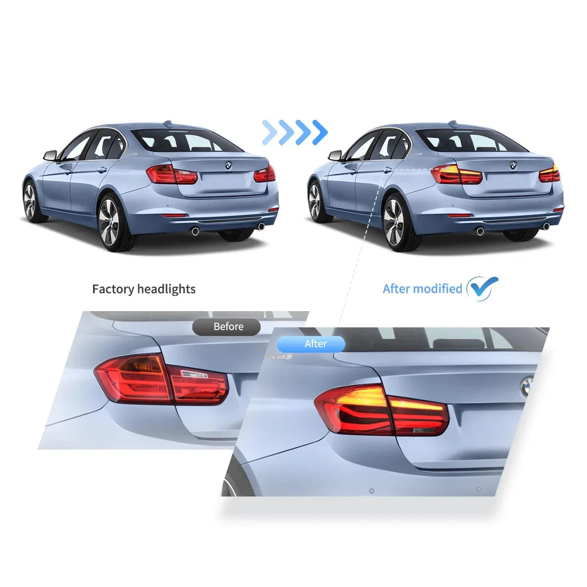 Vland 12-19 3 Series 6th Gen (F30 F80) LED Tail Lights With Sequential Amber Turn Signal sayaragear