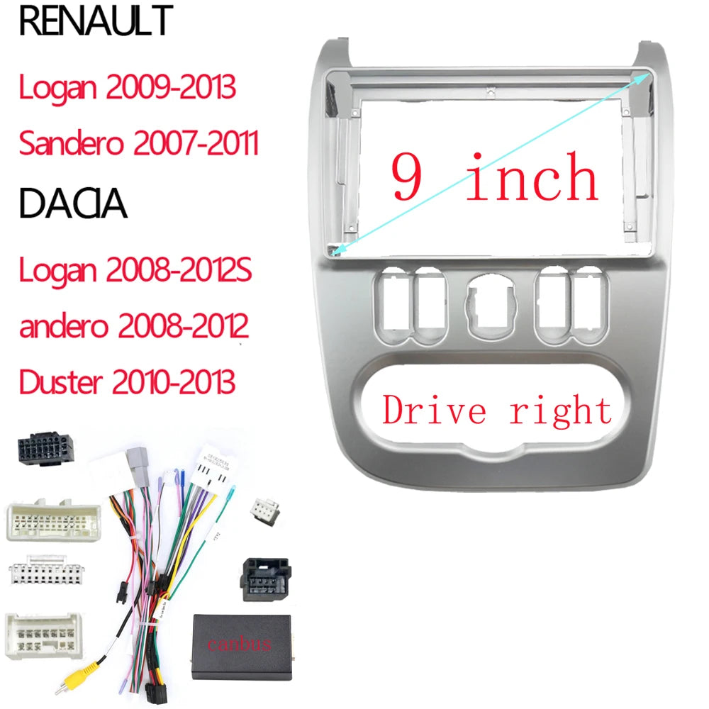 9 Inch Car Frame Fascia Panel Adapter Canbus Box Decoder For Renault Logan 1 Sandero Dacia Duster 2007-2013 sayaragear