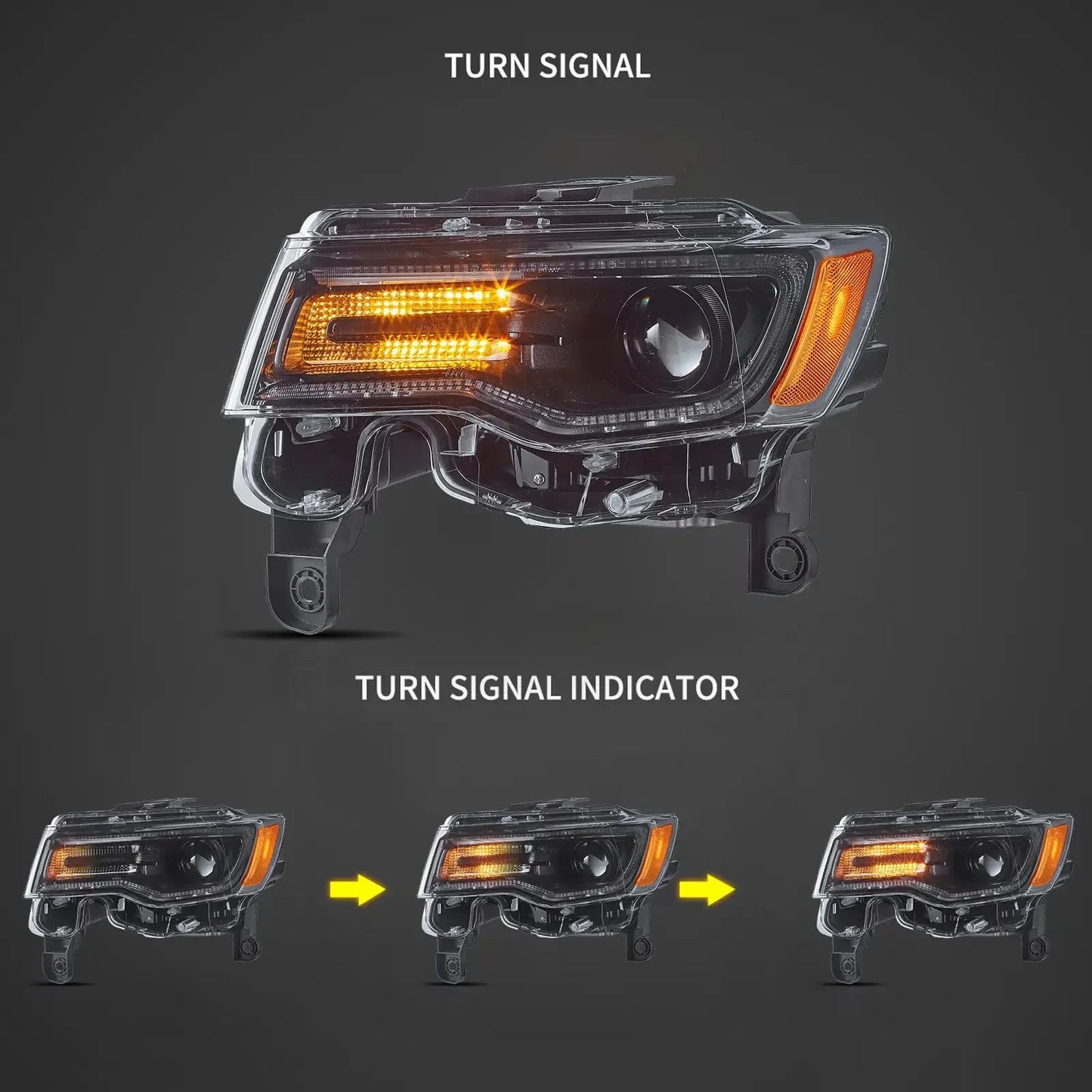 Vland 2014-2022 Grand Cherokee (WK2) LED Headlights With Startup Animation/ Blue DRL sayaragear
