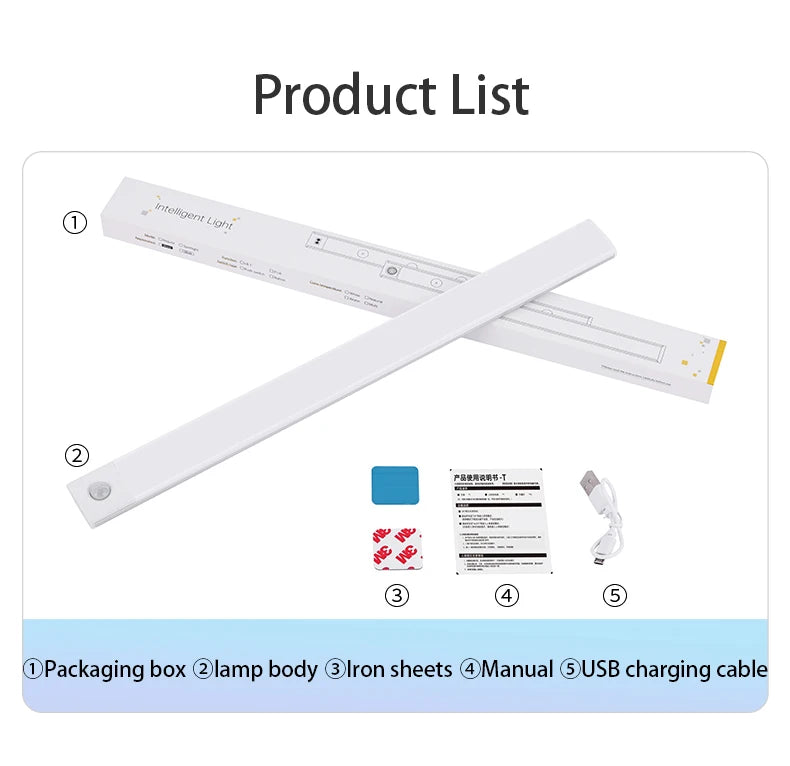 LED Cabinet Light Type C Rechargeable Motion Sensor Night Lights for Kitchen Wardrobe Cabinet Lighting 10cm/20cm/30cm/40cm/50cm sayaragear