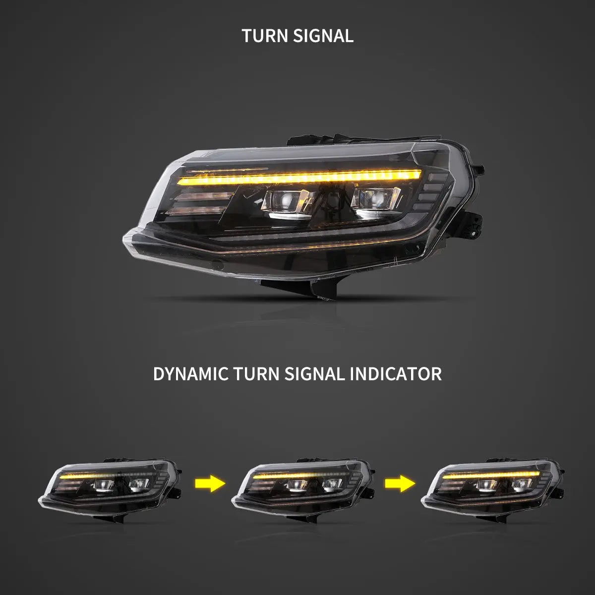 VLAND 16-18 Camaro & 19-24 Camaro ZL1 Black LED Dual Beam Projector Headlights W/ Start-up Animation sayaragear