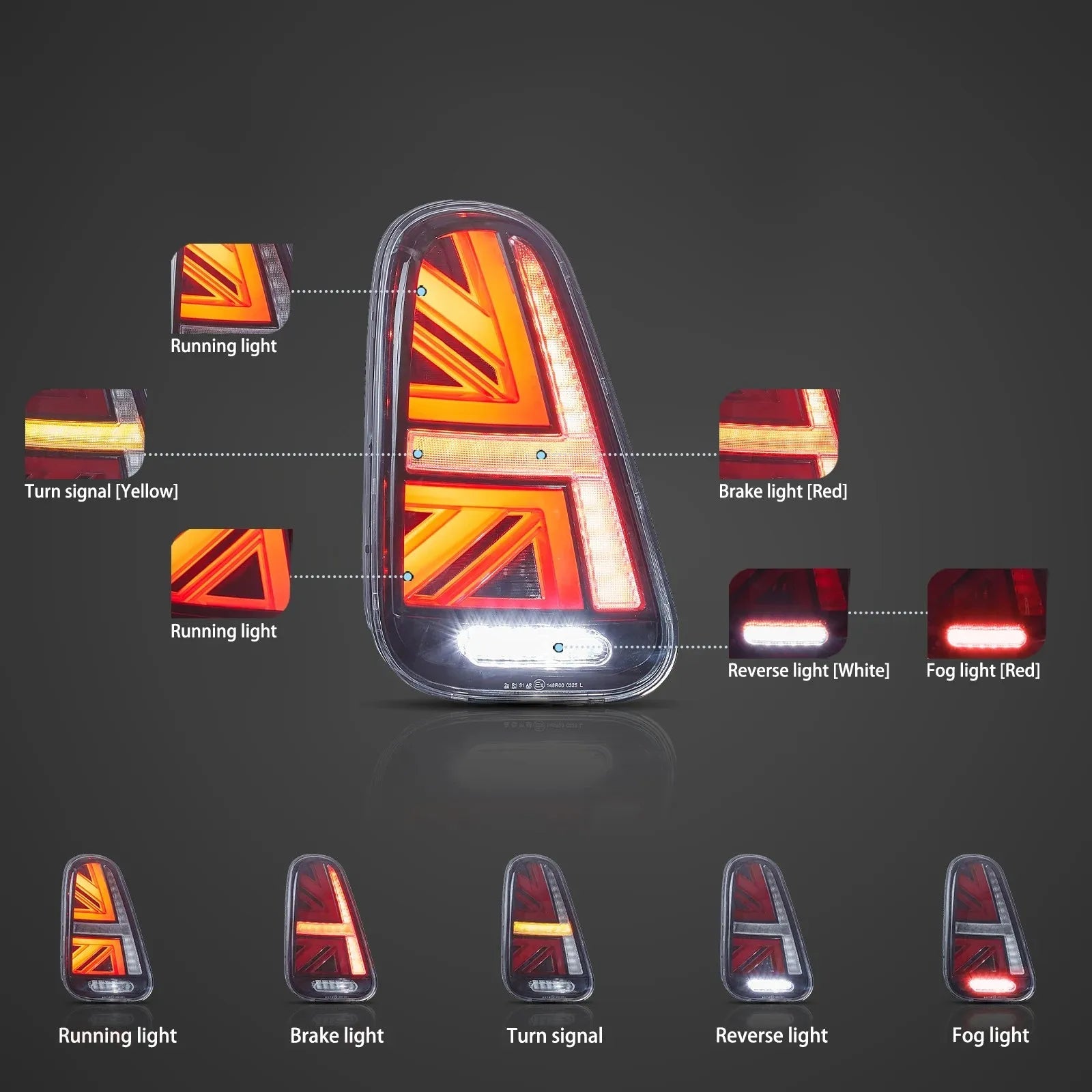 Vland 01-06 Mini R50 R52 R53 LED Tail Lights Rear Lamp Assembly Upgrade Replacement sayaragear