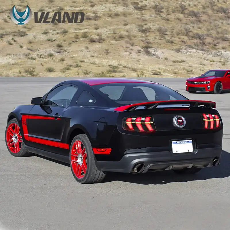 VLAND 2010-2012 Mustang 5th Gen S-197 II Pre-Facelift Smoked LED Tail Lights With Amber Sequential Turn Signal sayaragear