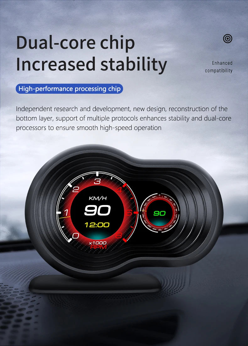 NEW Multi-function Full LCD Instrument OBD+GPS Dual System Car OBD2 GPS HUD Head Up Smart Digital Speedometer with Tester Alarm sayaragear