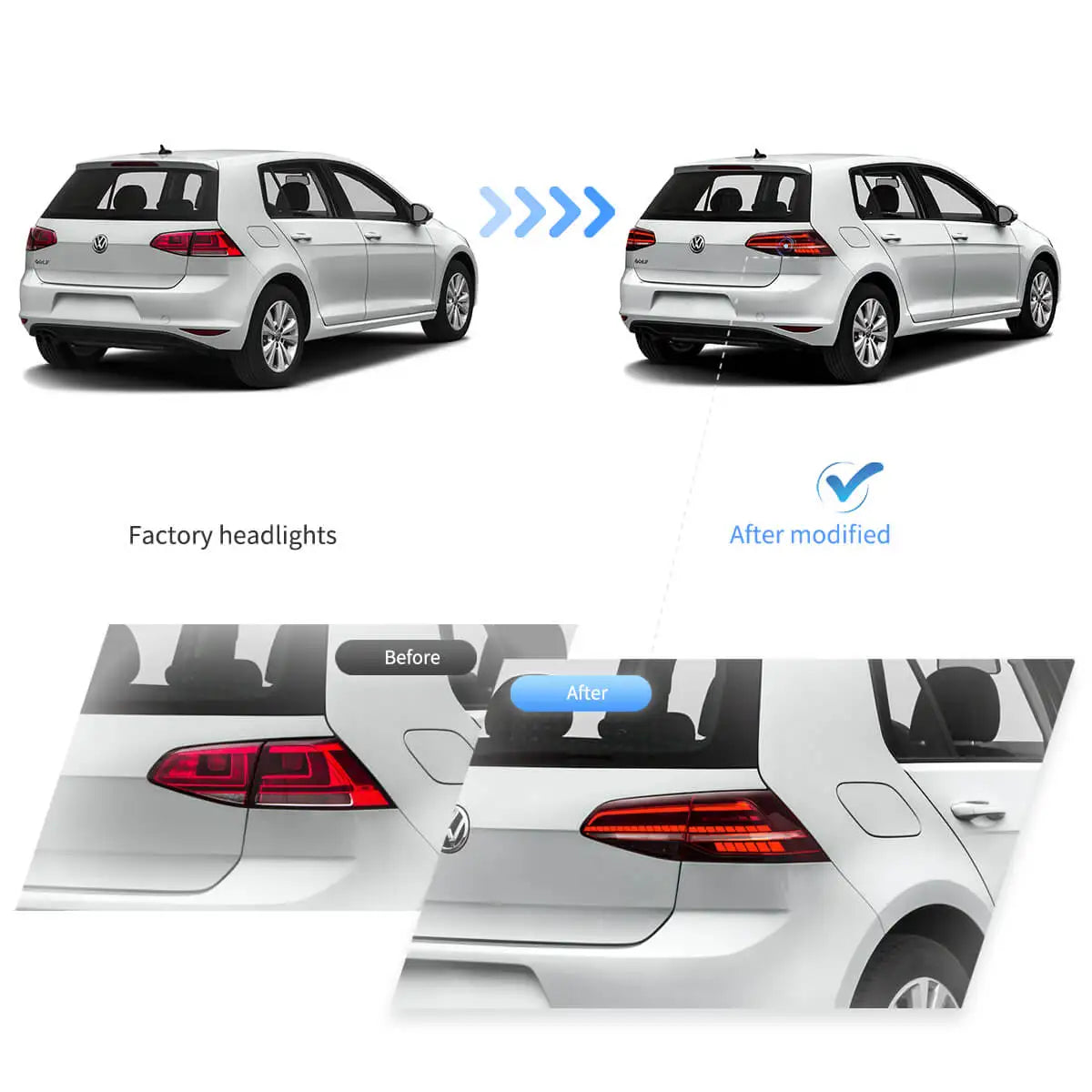 VLAND LED Tail Lights For 13-21 VW Golf MK7 MK7.5 Hatchback Sequential Turn Signal Rear Lamp Assembly sayaragear