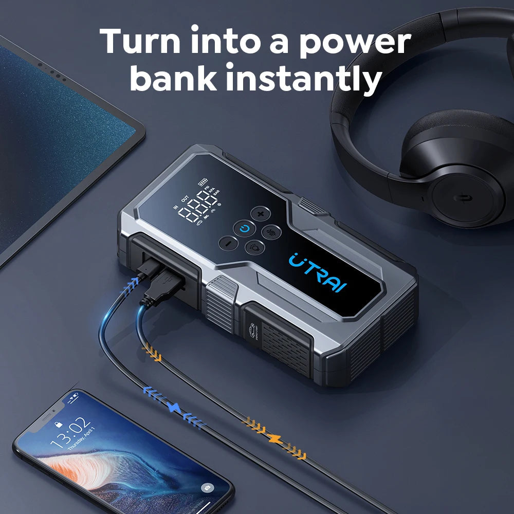 UTRAI 1500A Car Jump Starter Power Bank Portable 150PSI Air Pump Car Battery Emergency Boosters Starting Device Car Starter 2024 sayaragear