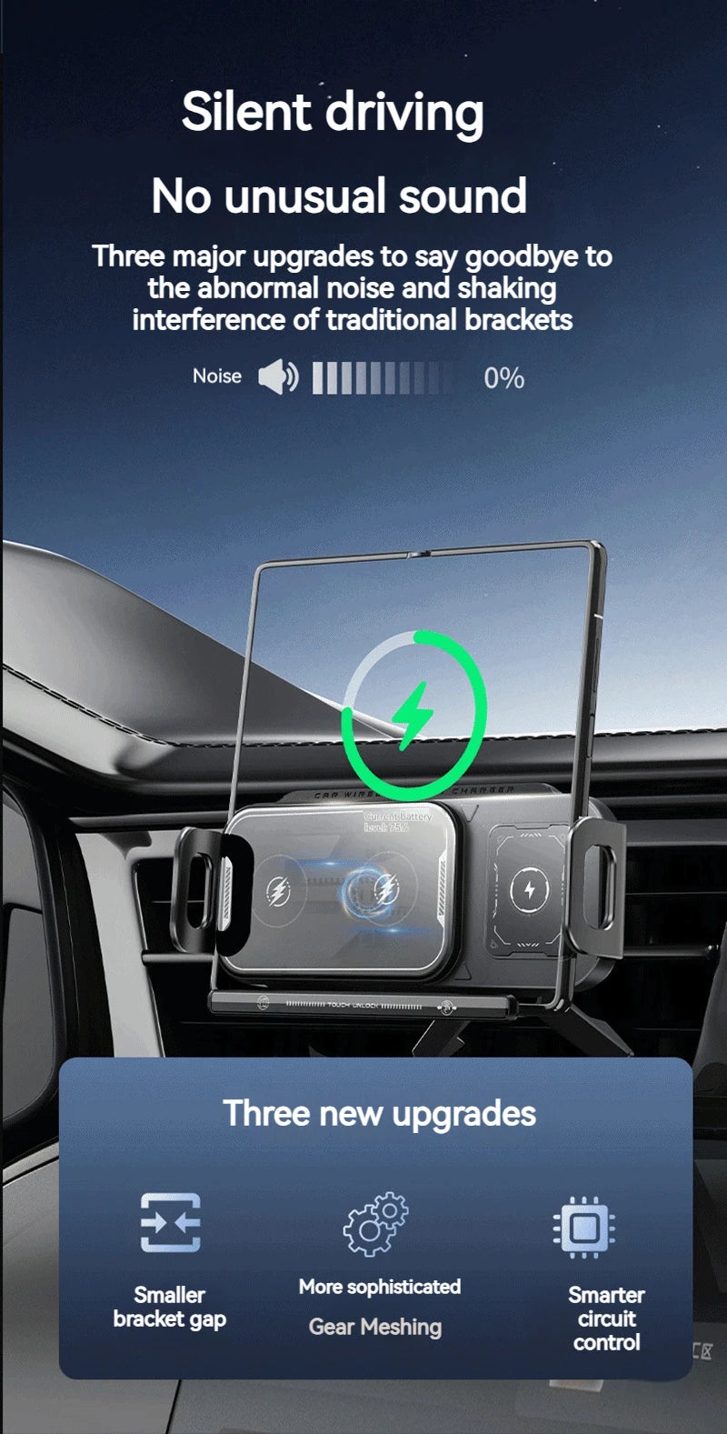 15W Universal Car Phone Wireless Charger Holder 360° Rotation Mount for Samsung Galaxy Fold 6 5 4 3 Z Flip S25 S24 iPhone 16 15 sayaragear
