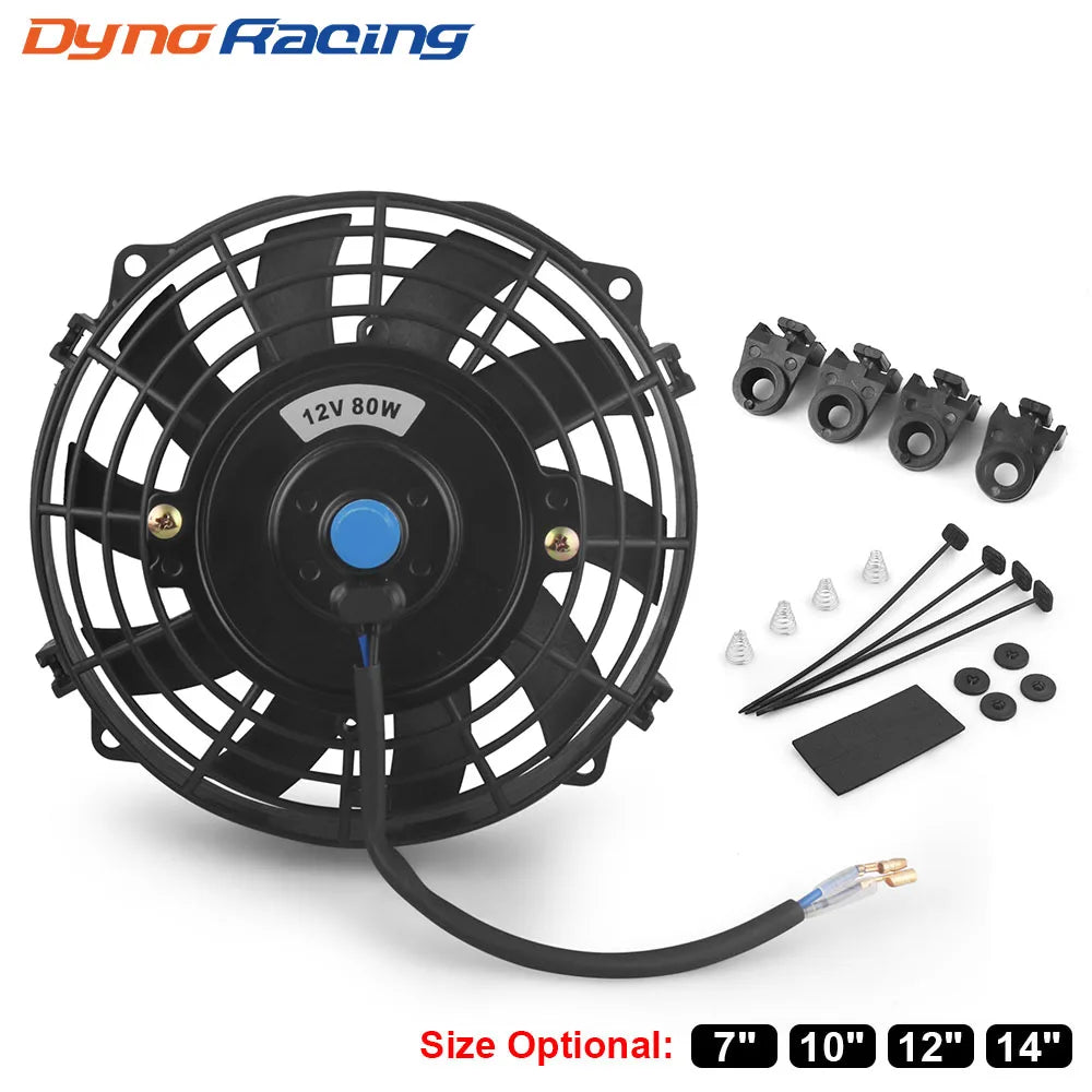 Universal 7/10/12/14 Inch 12V 80W 2100RPM Car Air Conditioning Electronic Radiator Cooling Fan Blade Electric Cool MountingKit sayaragear