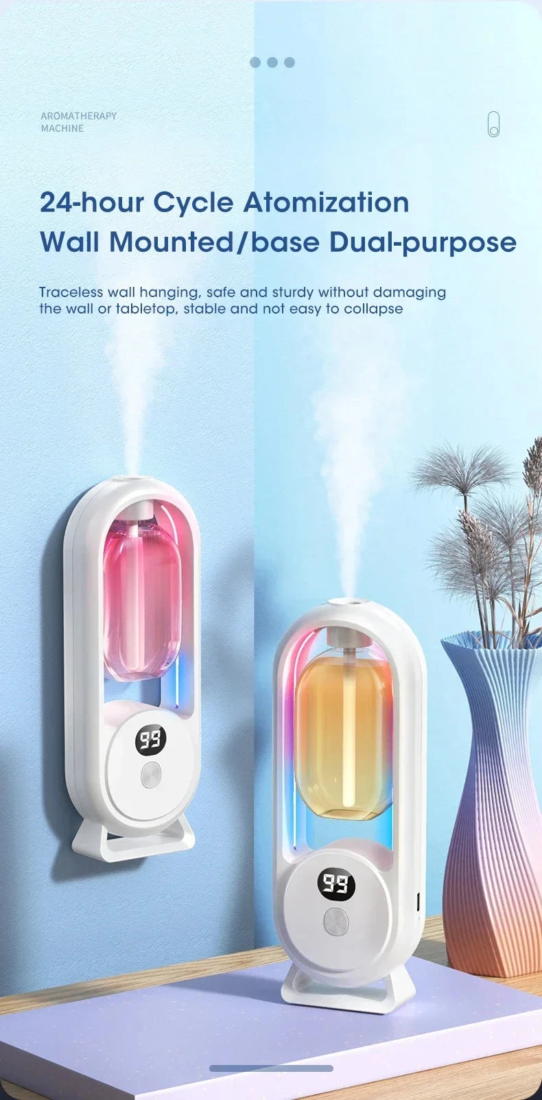 Automatic Home Fragrance Machine Essential Oil Diffuser Nebulizer Perfume Scent Machine for Kitchen and toilet deodorization sayaragear
