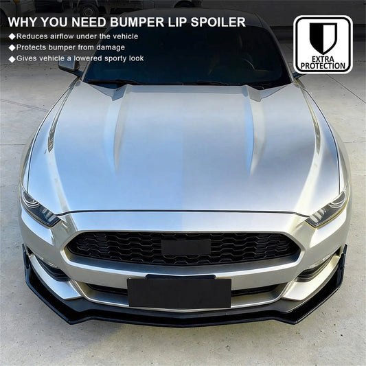 Vland 2015-2017 Mustang GT Performance Style Front Bumper Lip Chin Spoiler Splitter Black sayaragear