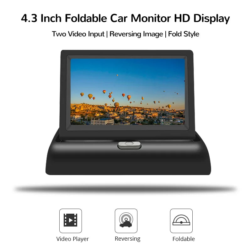 E-ACE 4.3" Car Rear View Camera Monitor Folding Easy Installation Car Parking System Camera Automotive Electronic Accessories sayaragear