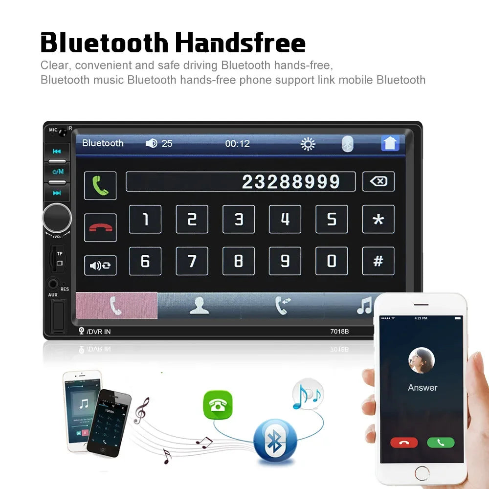 7" Double 2 DIN Car Stereo Radio MP5 Touch Screen Bluetooth FM USB + Rear Camera sayaragear