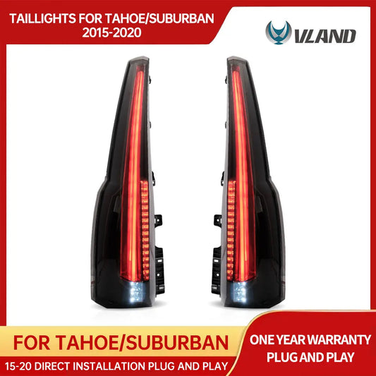 VLAND Tail lights Assembly for Chevrolet Tahoe Suburban 2015 2016 2017 2018 2019 2020 Tail Lamp Turn Signal Reverse Lights LED sayaragear