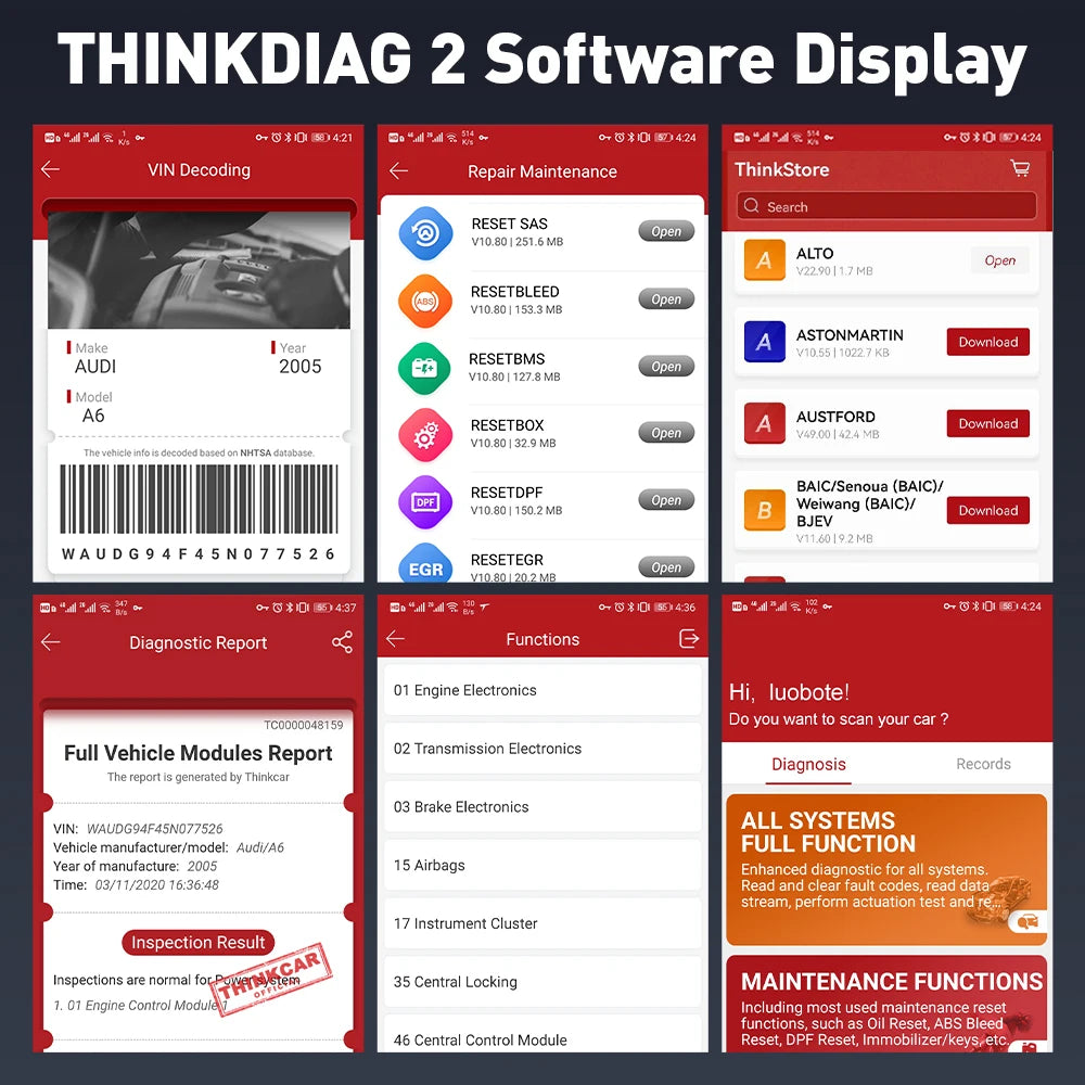 THINKCAR THINKDIAG 2 /KINGBOLEN Ediag Plus CAN FD All Systems 15 Reset Services ECU Coding OBD2 Scanner Car Diagnostic Tool sayaragear