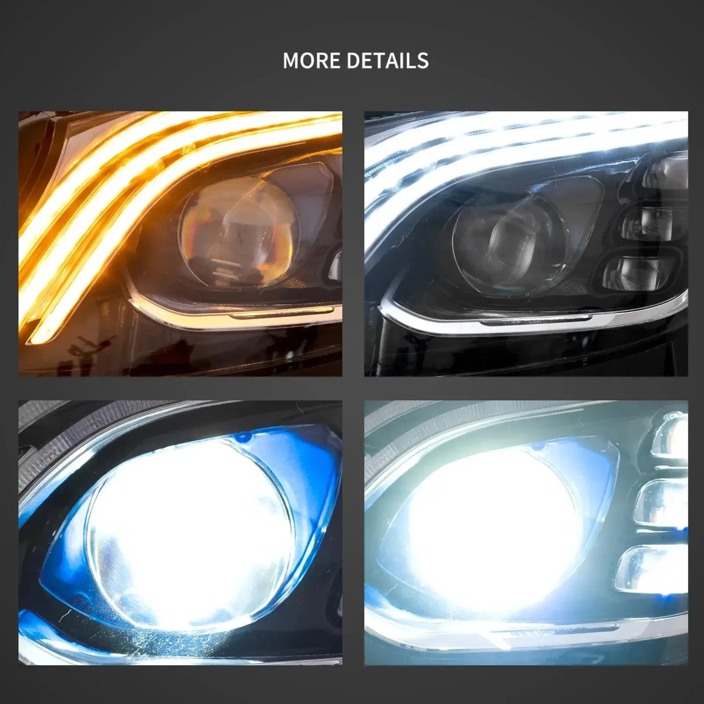 Vland 15-21 Mercedes-Benz C-Class 4th Gen (W205) LED Matrix Headlights Black with DRL High Low Beam Front Headlamp Assembly sayaragear
