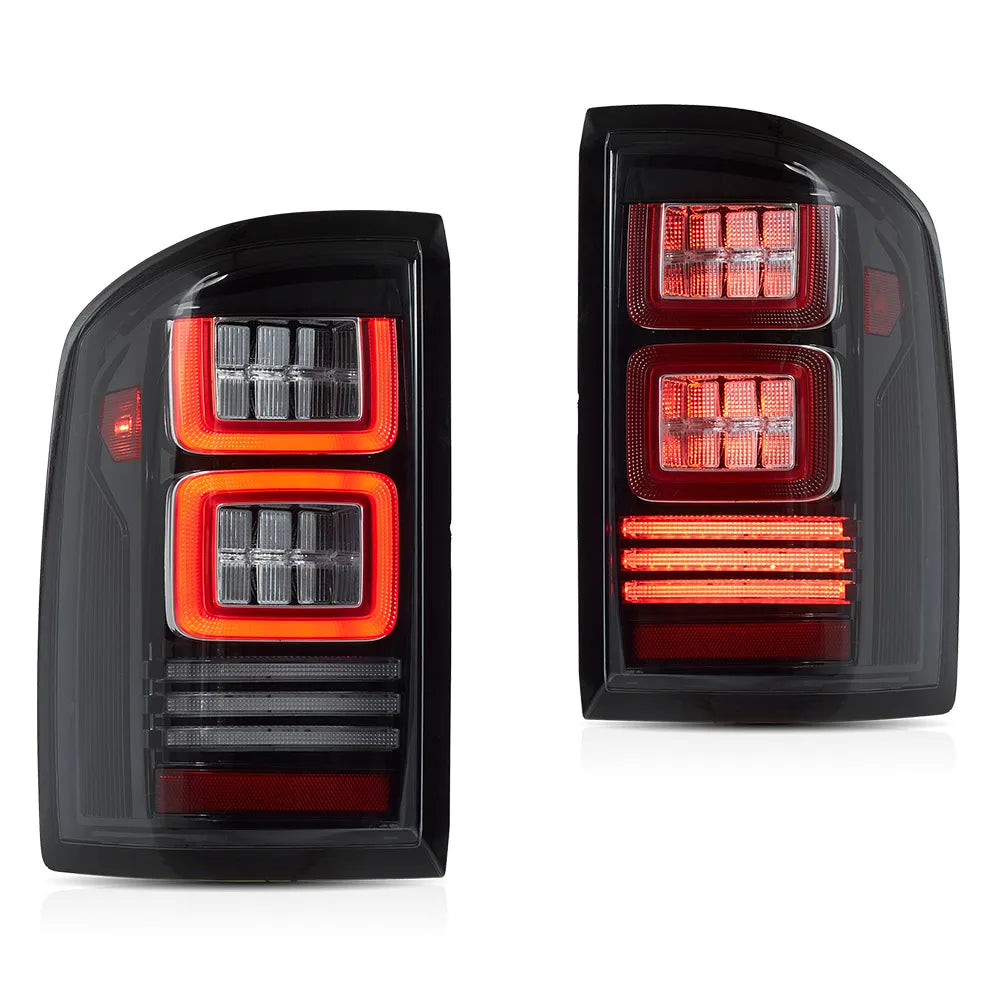 Vland 07-13 Silverado 1500 2500HD 3500HD 07-10 GMC Sierra 1500 2500HD 3500HD Dually LED II Tail Lights With Red Turn Signal Clea sayaragear