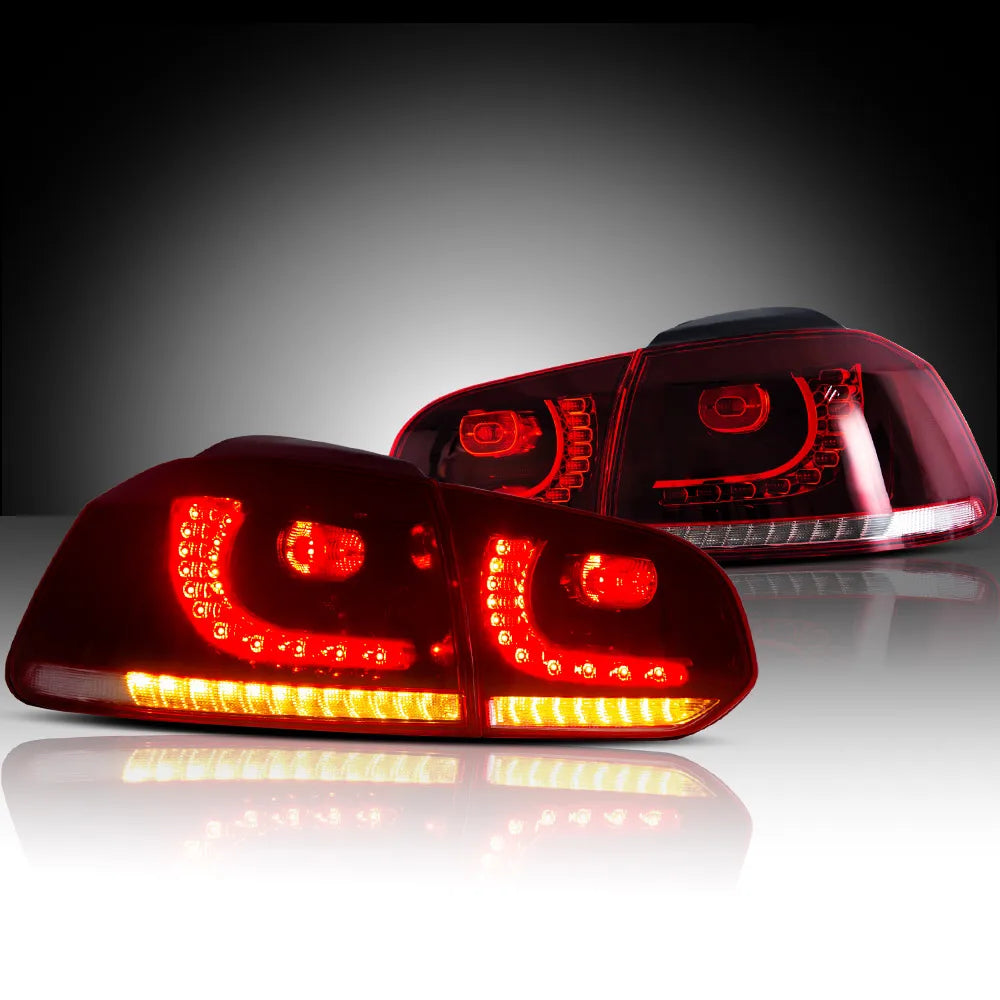 Vland 08-14 Golf 6th Gen Mk6 Hatchback LED Aftermarket Tail Lights With Amber Sequential Turn Signal sayaragear