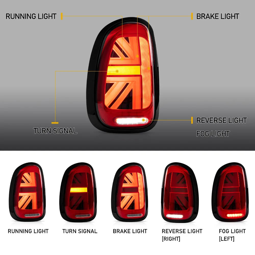VLAND 2010-2016 Mini Cooper Countryman R60 LED Tail Lights Dynamic Welcome Lighting Plug & Play Rear Lamp Assembly sayaragear