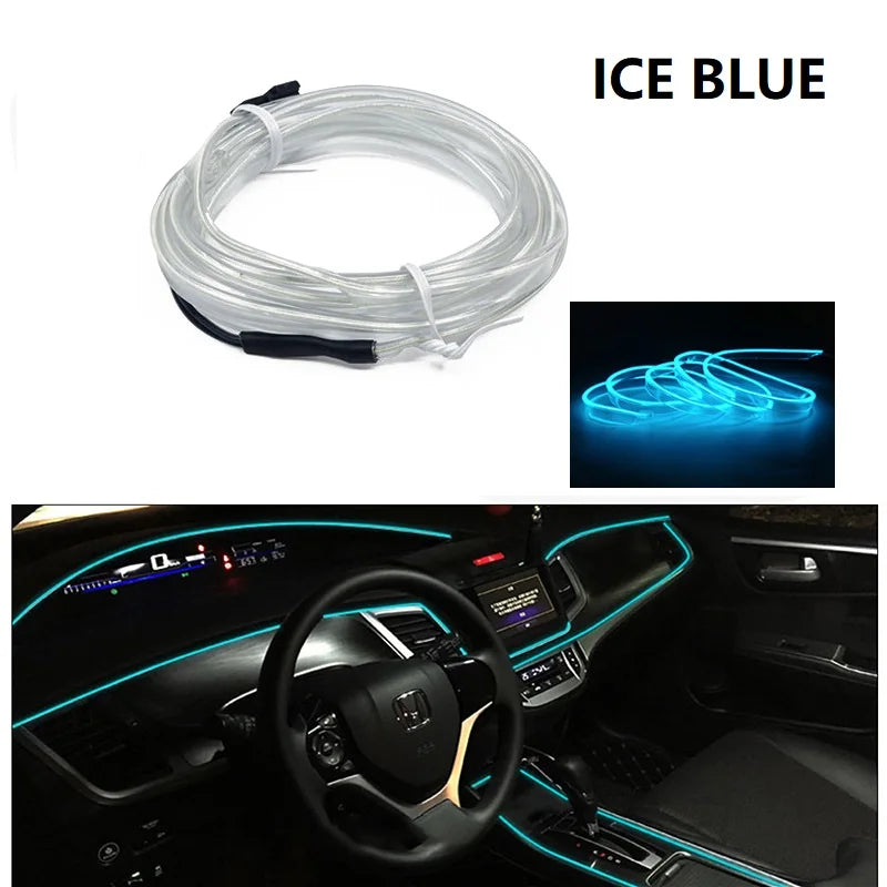 Car Interior Decorative Lamps Strips Atmosphere Lamp Cold Light Decorative Dashboard Console Auto LED Ambient Lights 1/2/3/4/5M sayaragear