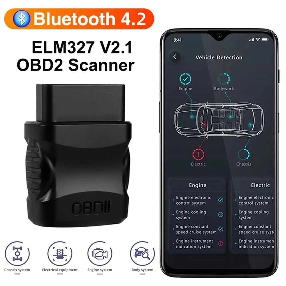 ELM327 V2.1 Car Engine Fault Code Reader OBD2 Scanner Bluetooth 4.2 Car Dignostic Scanner EOBD Fault Code Reader For IOS/Android sayaragear
