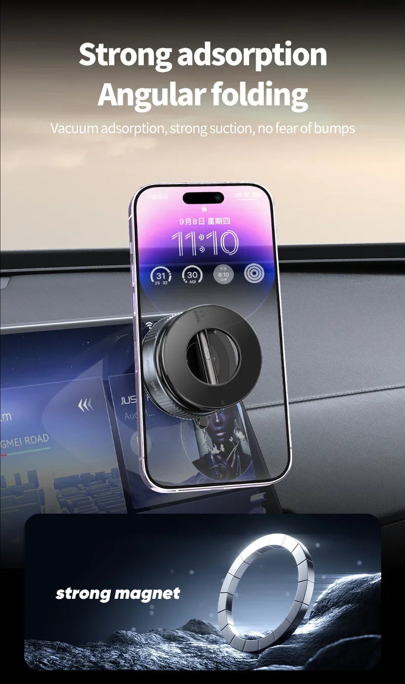 Vacuum Magnet Phone Bracket Multi-angles Adjustment Strong Magnetic Suck Design Foldable Car Holder For iphone Navigation Stand sayaragear