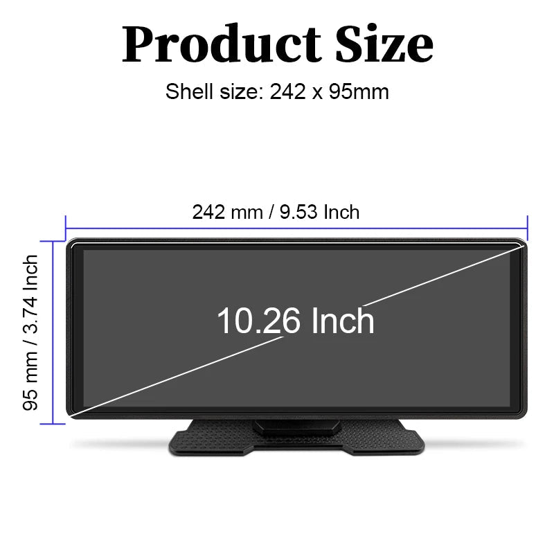 10.26"  Car Mirror Radio Multimedia Video Player Universal Wireless Carplay Android Auto Screen With Bluetooth AUX USB sayaragear