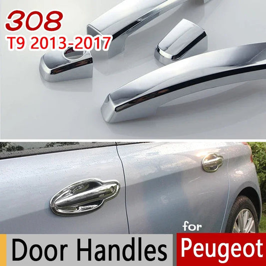 For Peugeot 308 T9 2014-2017 308SW Chrome Handle Covers Trim Set of 4Pcs Good Quality Car Accessories Stickers Car Styling 2015 sayaragear
