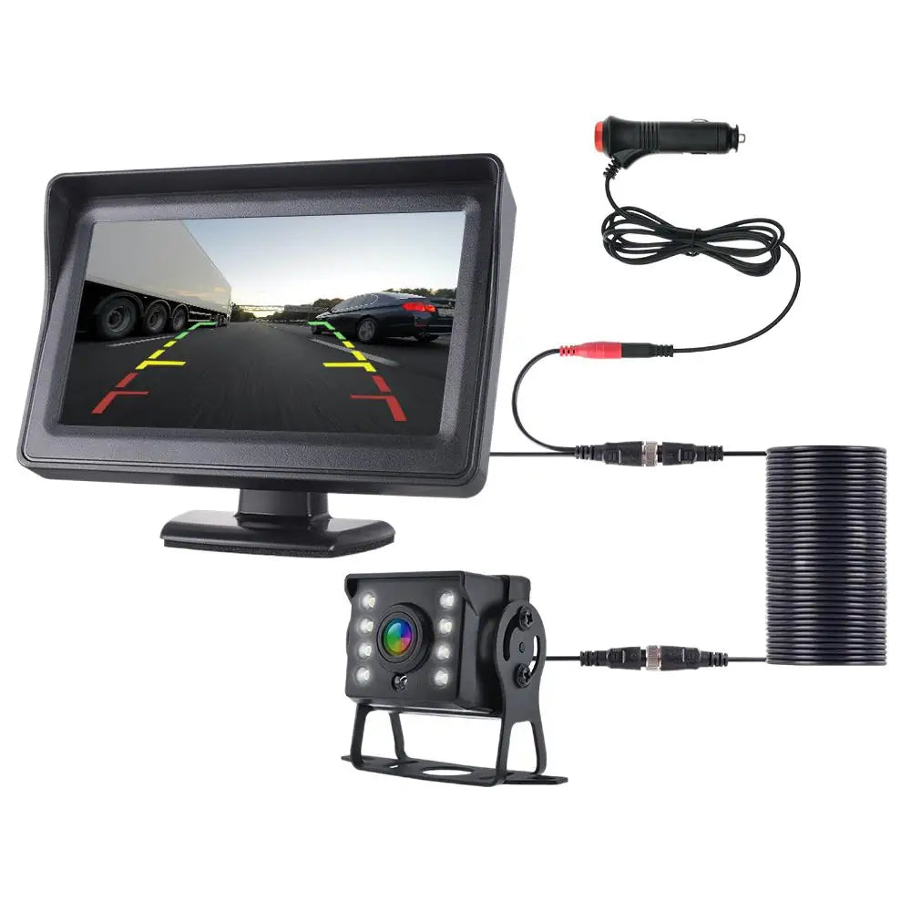 Parking Backup Reverse CCD 2 - in - 1 HD Rear View Camera System 4.3  Inch HD Screen Monitor, for Car, Bus, Truck, RV & Trailer sayaragear
