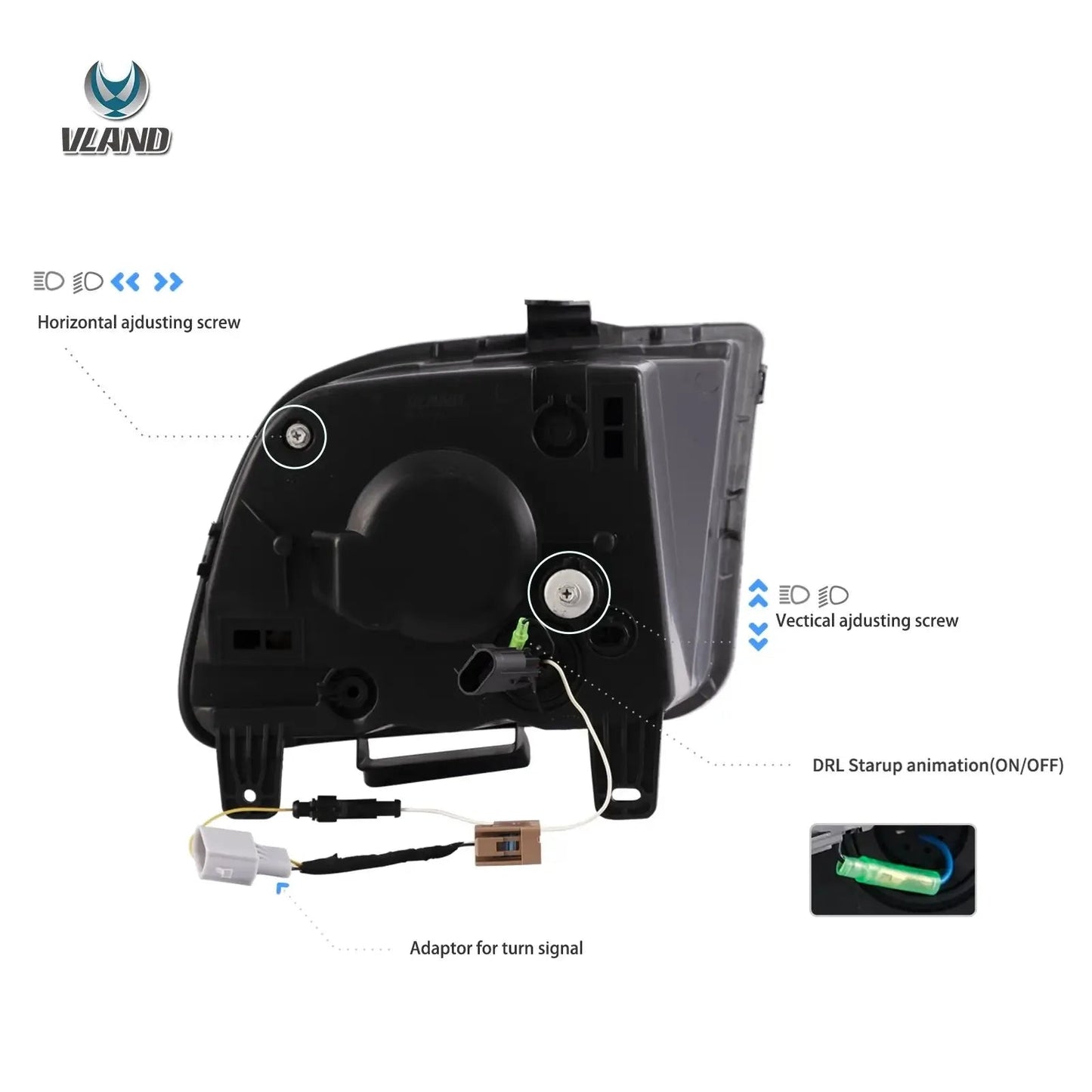 Vland 05-09 Mustang S197 LED Dual Beam Projector Headlights with DRL High Low Beam Front Headlamp Assembly sayaragear
