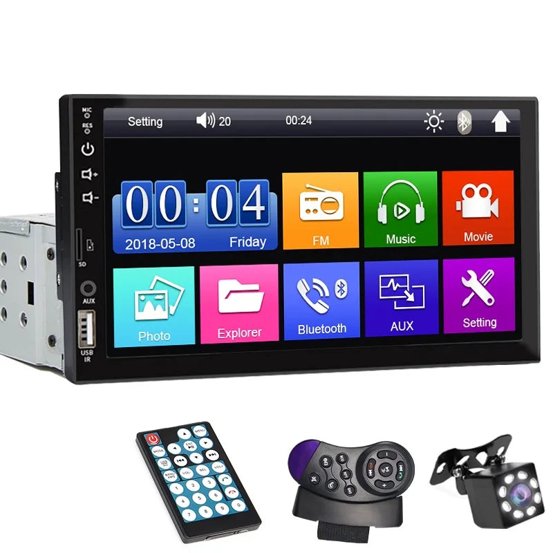 7 Inch Car Radio 1 Din MP5 Player Touch Screen Multimedia FM ISO Power Aux Input USB Bluetooth  Mirror Link Universal Autoradio sayaragear
