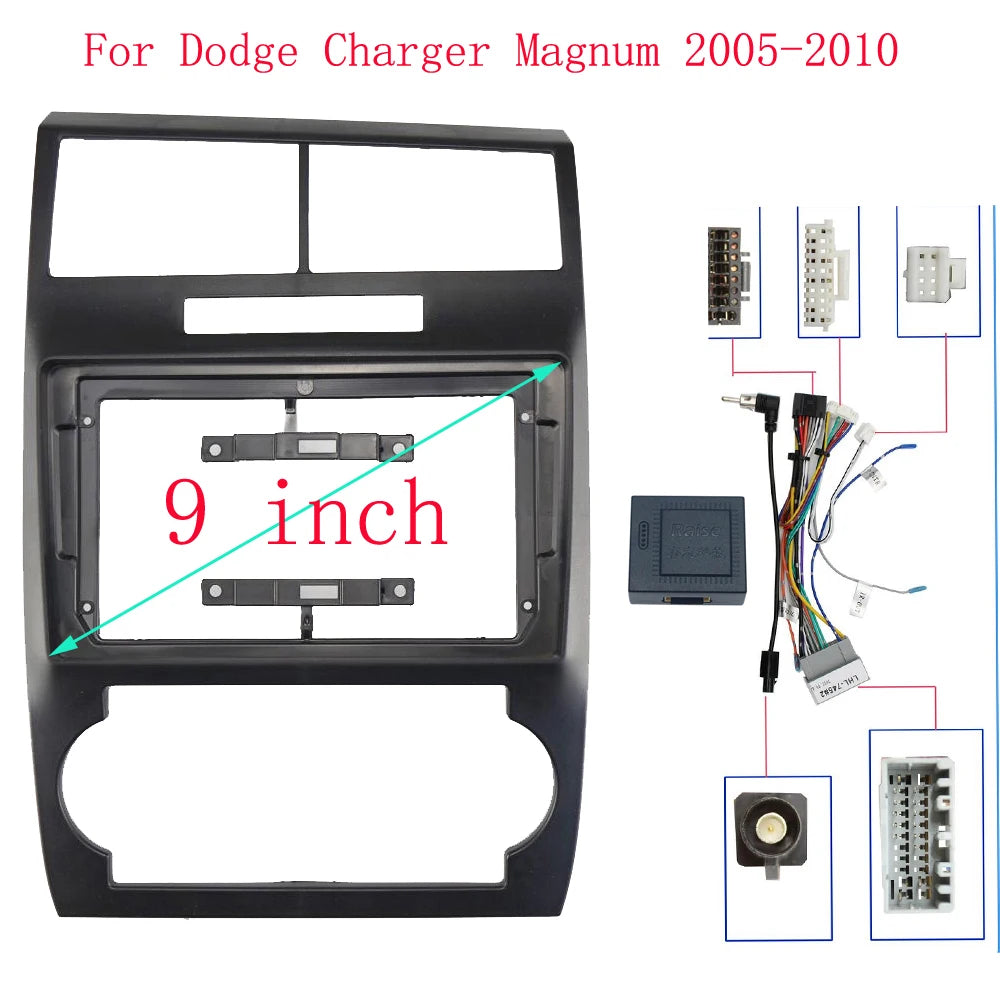9 Inch Car Frame Fascia Adapter Canbus Box Decode Android Radio Dash Fitting Panel Kitr For Dodge Charger Magnum 2005-2007 sayaragear
