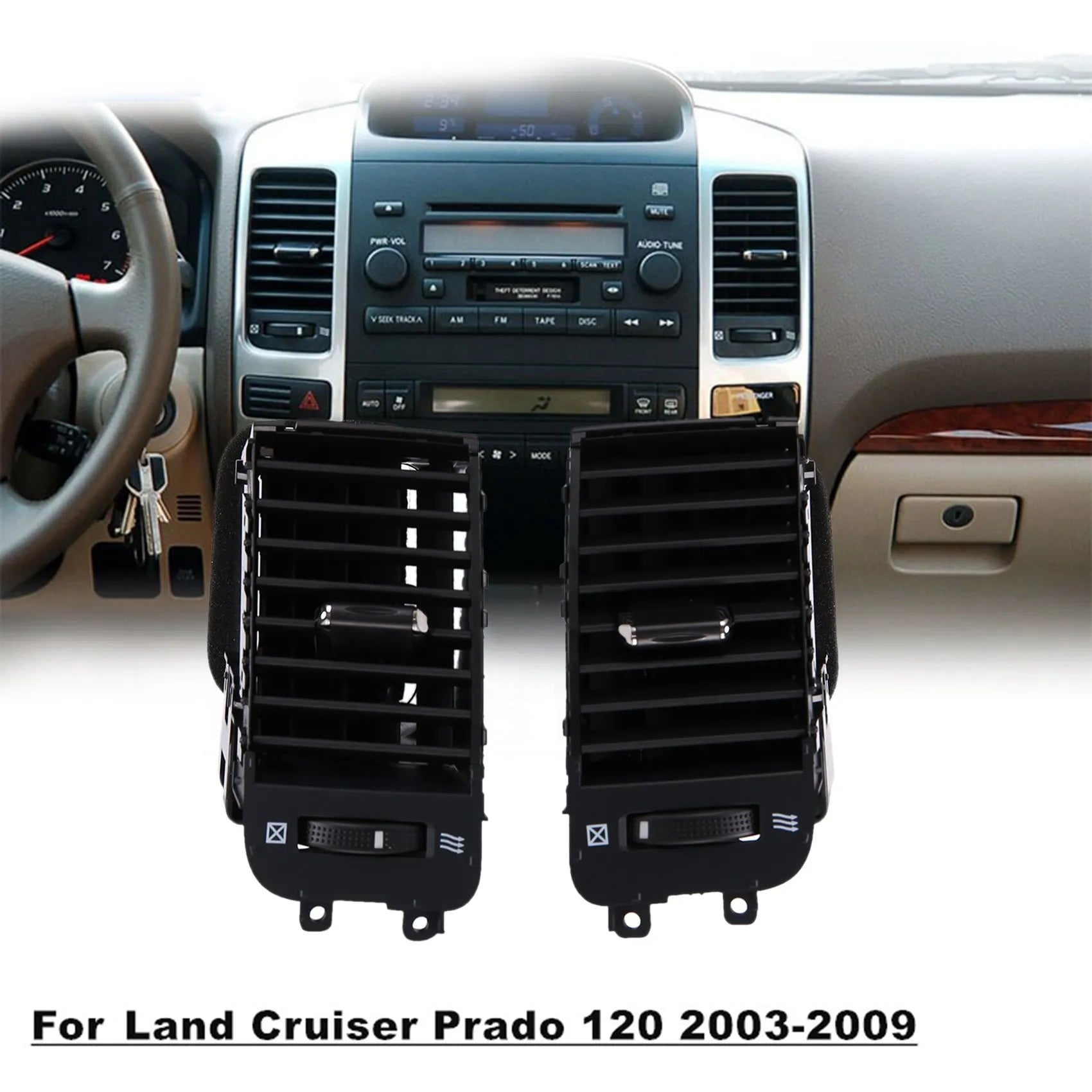 HAOCHEN Car Air Conditioner Outlet A/C Air Conditioning Vents for Toyota Land Cruiser Prado 120 2003-2009 sayaragear