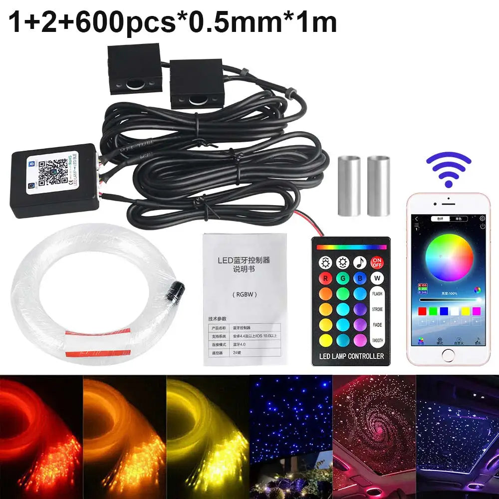 RGBW 1/2/4/6/8 split machine 2400x household car roof starry sky light kit roof fiber optic ceiling sayaragear