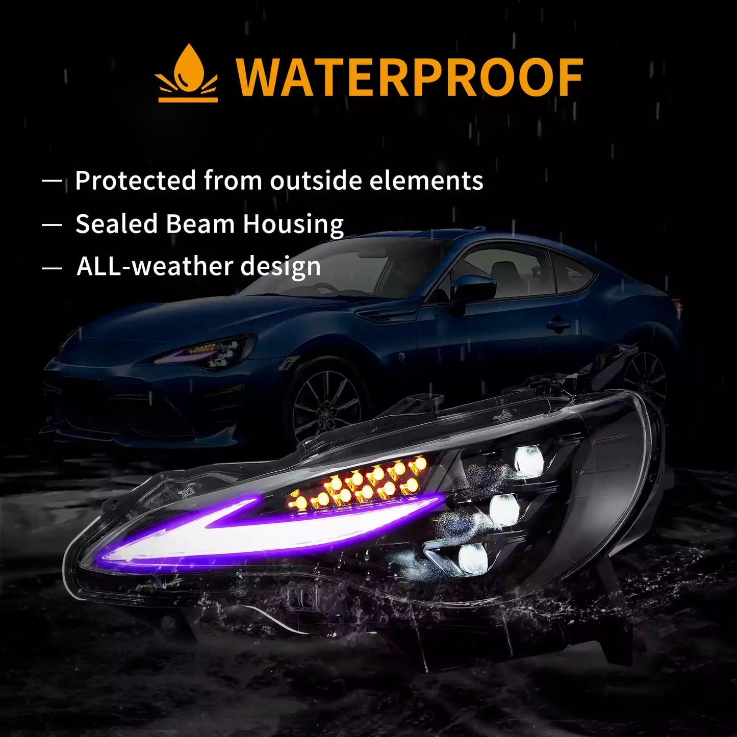 Vland 12–21 86 Subaru BRZ Scion FR-S RGB Headlights Full LED with DRL Color Changing Front Headlamp Assembly Upgrade sayaragear