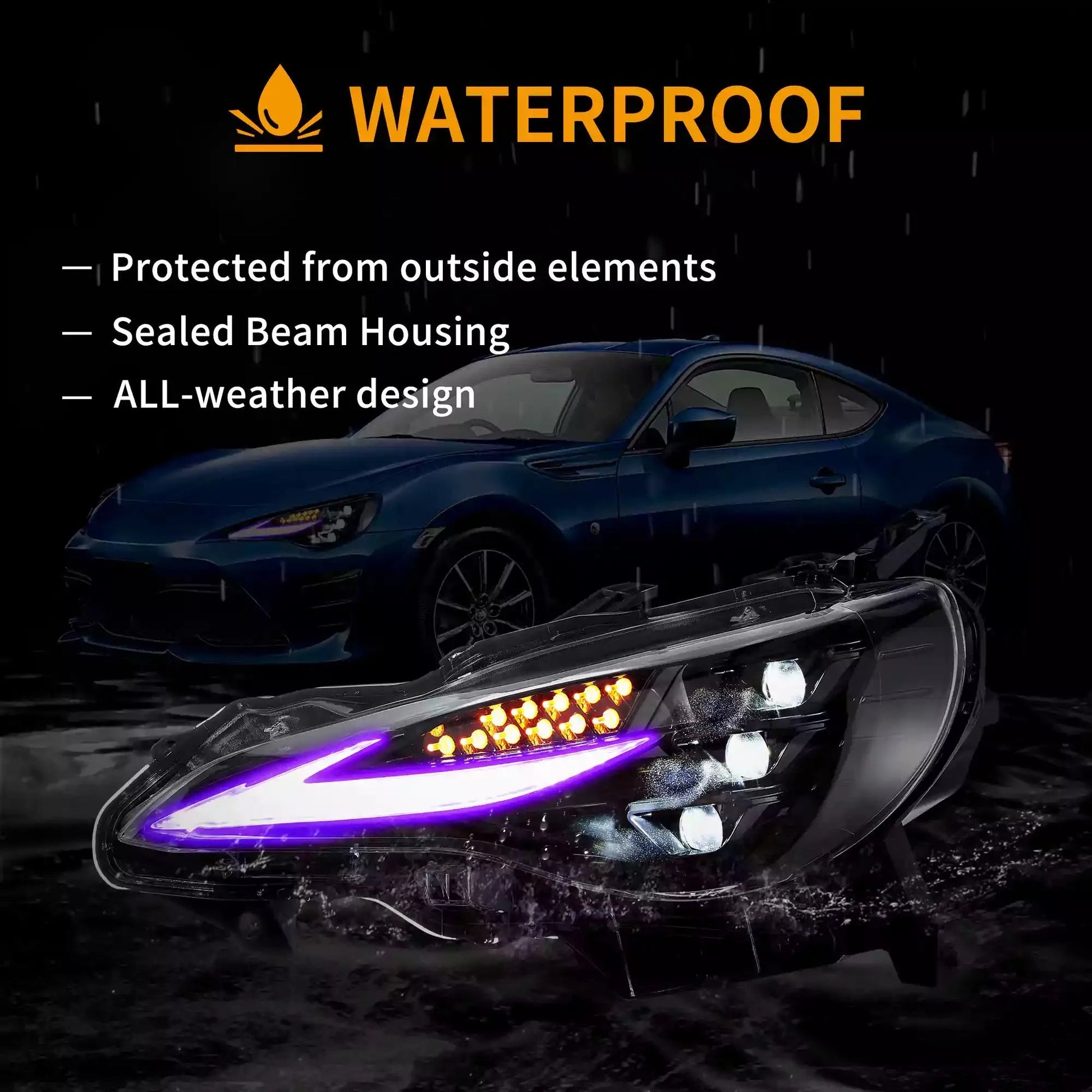 Vland 12–21 86 Subaru BRZ Scion FR-S RGB Headlights Full LED with DRL Color Changing Front Headlamp Assembly Upgrade sayaragear