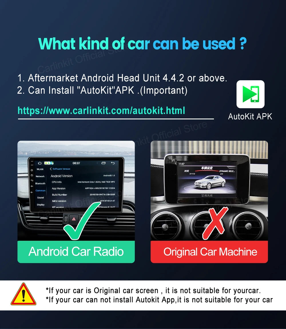 Carlinkit Wireless CarPlay Activator & Android Auto Wired USB Dongle AI Box for Android Radio Unit Bluetooth Charger Mirrorlink sayaragear