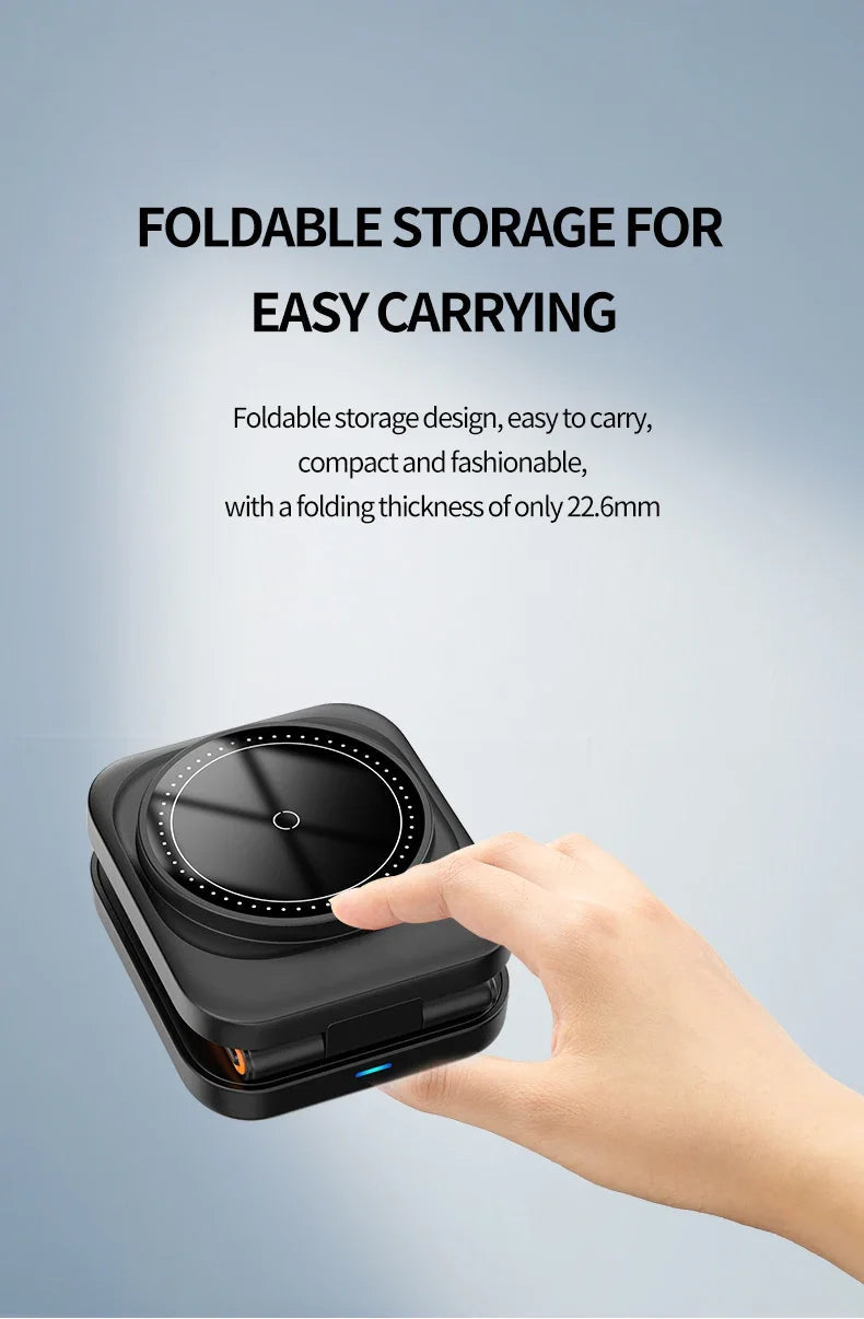 3 in 1 Foldable Charging Station Fast Magnetic Wireless Charger Stand for iPhone 17 16 15 14 13 12 Apple Watch 8 7 6 Airpods Pro sayaragear