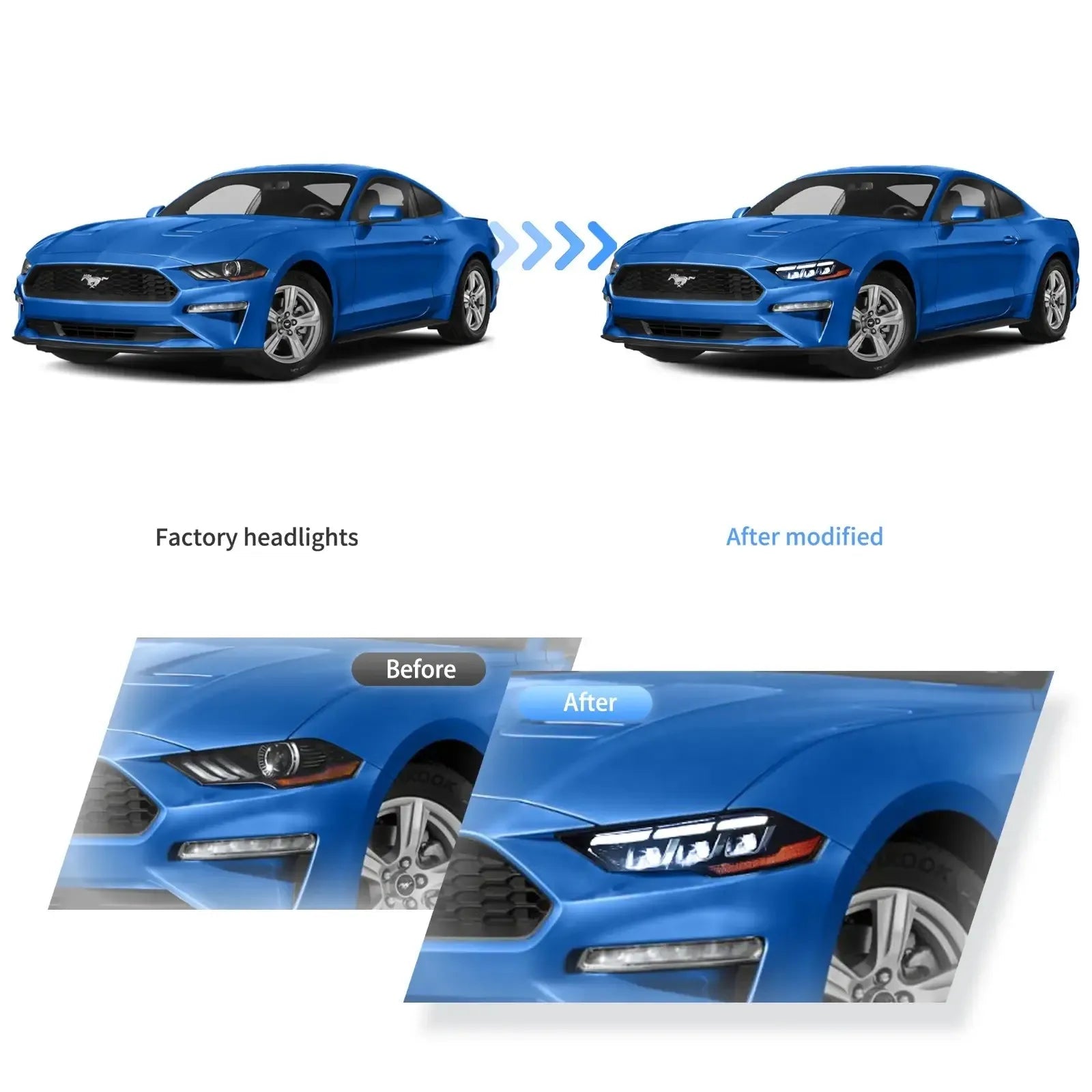 Vland 2018-2023 Mustang Headlights Full LED With S650 Style sayaragear