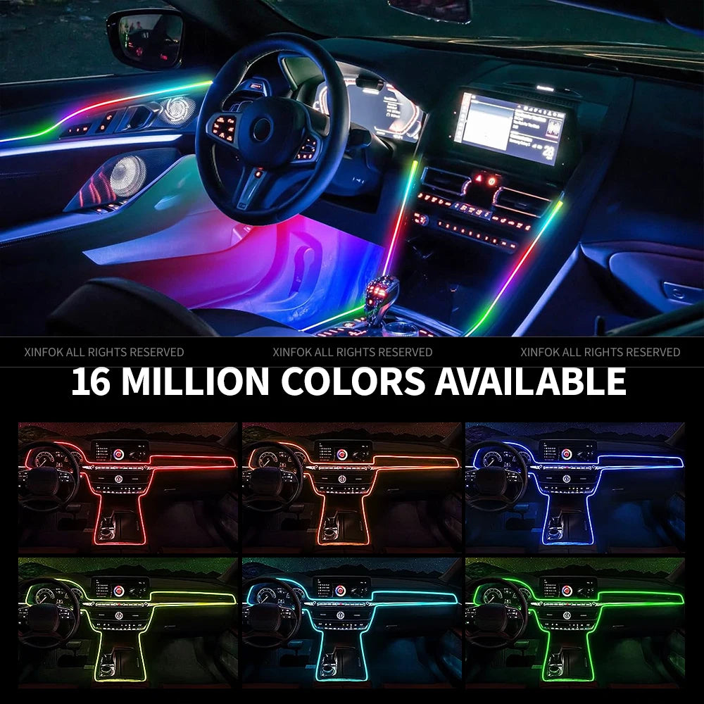 110cm  APP Control Car Ambient Lights LED Interior RGB Symphony Atmosphere Light  Acrylic Strips Dashboard Decoration Sunroof sayaragear