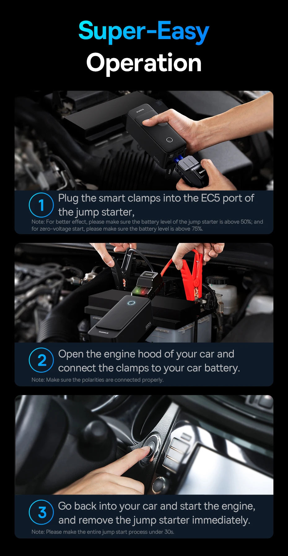 Baseus 600A Jump Starter 6000mAh Car Battery Charger for Auto Emergency Power Bank Booster Starting Device Car Jump Starter sayaragear